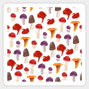 Mushrooms in Gouache Pattern Sticker